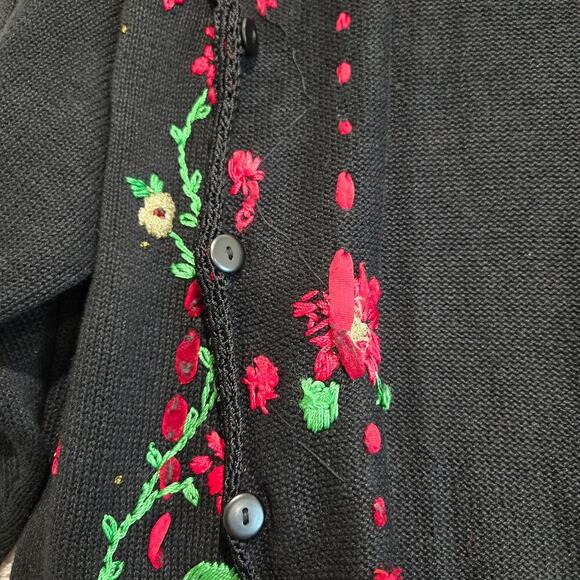 Vtg Arriviste Woman Embroidered Button-up Christmas Cardigan Sweater Size 14/16 - Picture 12 of 12